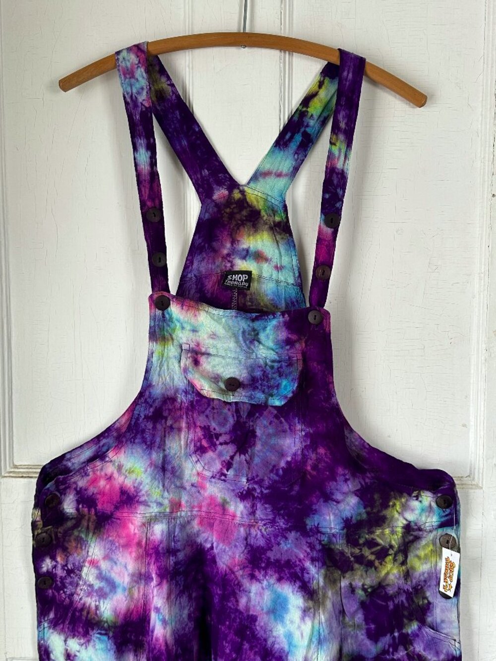 XL tie-dyed cotton baggy harem overalls